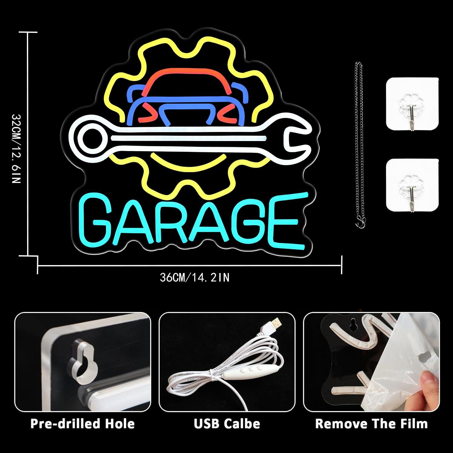 Garage Neon Sign USB Powered L - Auto Repair Shop Signs 评论和价格