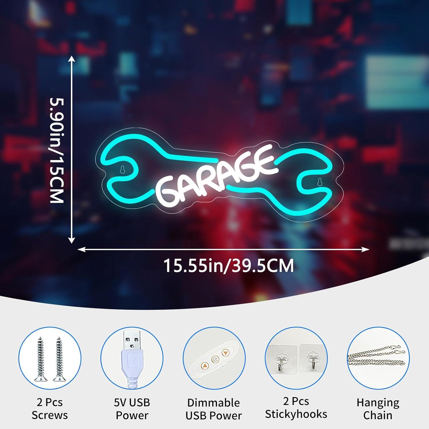 Garage Neon Sign USB Powered L - Auto Repair Shop Signs 评论和价格