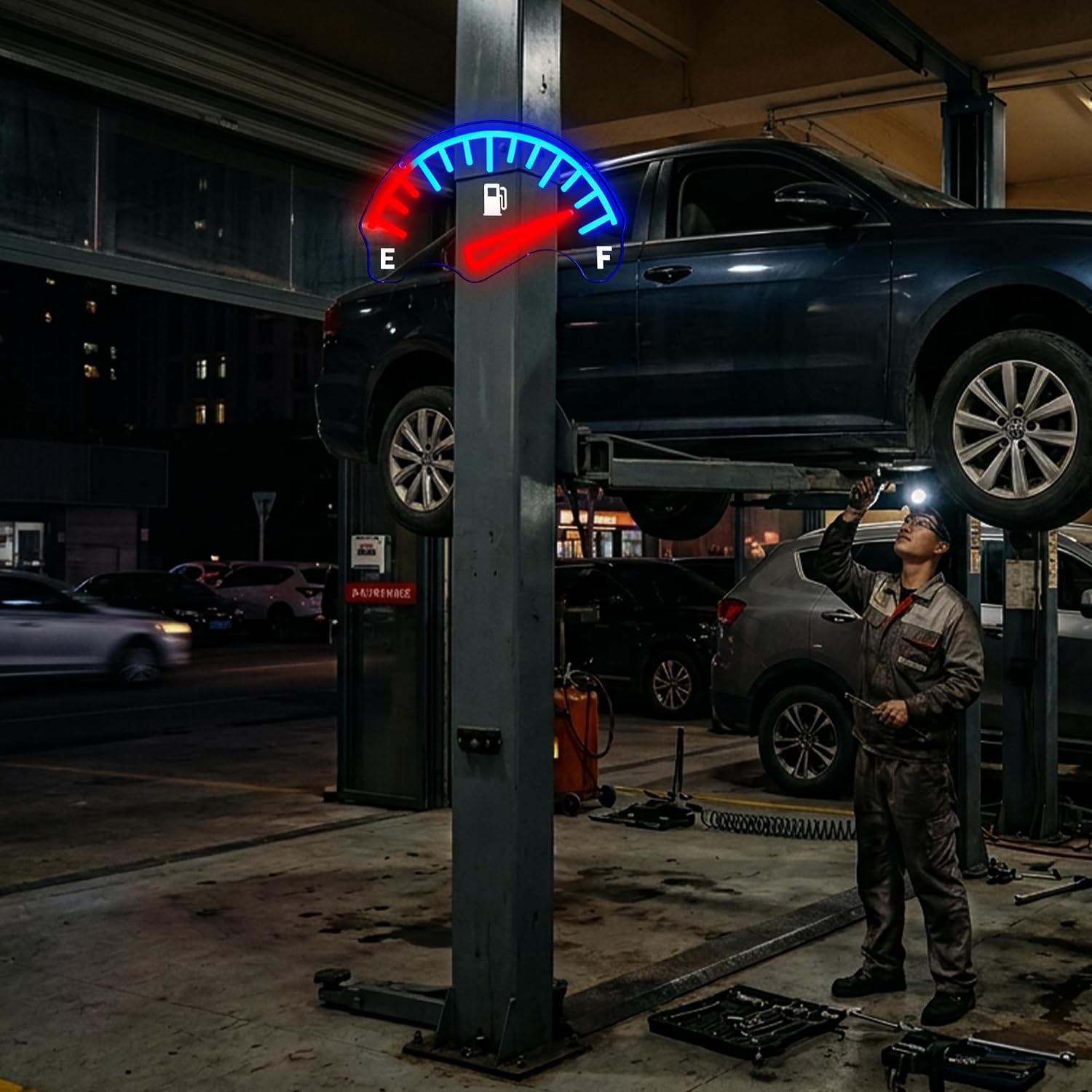 Car Fuel Gauge Meter LED Neon  - Auto Repair Shop Signs 评论和价格