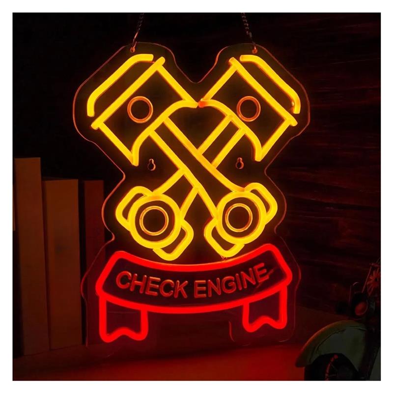 Check Engine Neon Sign For Aut - Auto Repair Shop Signs 评论和价格