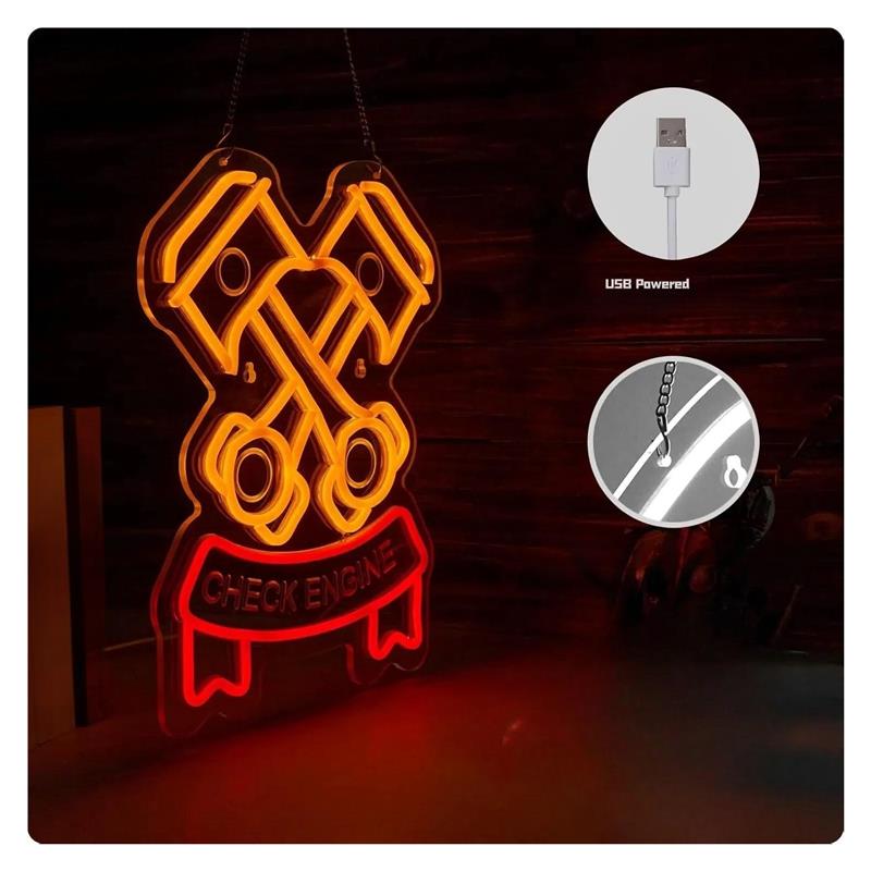 Check Engine Neon Sign For Aut - Auto Repair Shop Signs 评论和价格